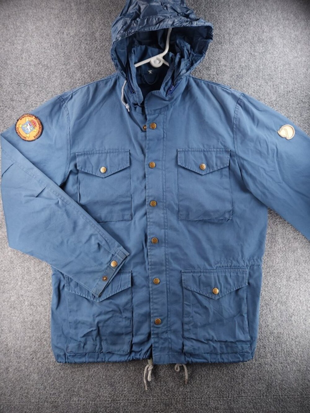 VTG Fjallraven RAVEN Size 50cm Full Zip Lightweight Blue Pockets Cotton Jacket